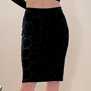 Black Suede Patterned Skirt